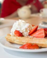 Brusselse wafel met ijs en slagroom