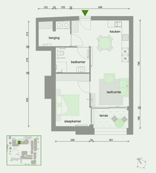 Sint Andries Flattype 2B - Grondplan