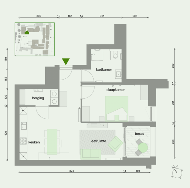 Sint Andries Flattype 4 - Grondplan