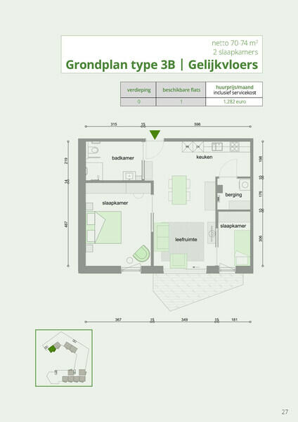 GAW Ruggeveld grondplan Type 3B gelijkvloers