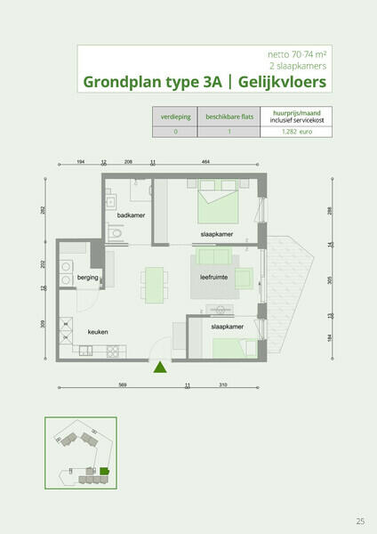GAW Ruggeveld grondplan Type 3A gelijkvloers